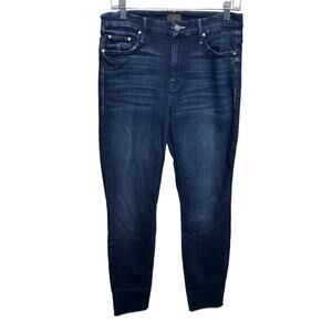 Mother High Waisted Looker Ankle Fray Skinny Jeans Size 29 Blue Tongue in Chic
